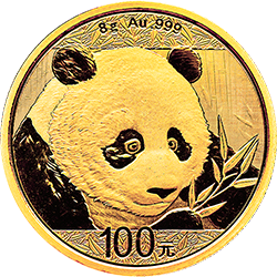 2018版熊猫金银纪念币8克圆形金质纪念币背面图案
