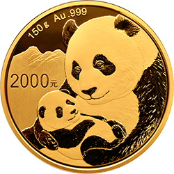2019版熊猫金银纪念币150克圆形金质纪念币背面图案