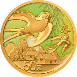 二十四节气（光阴的故事）金银纪念币3克圆形金质纪念币背面图案