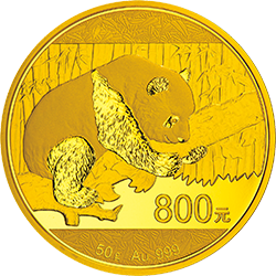 2016版熊猫金银纪念币50克圆形金质纪念币背面图案