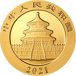 2021版熊猫金银纪念币30克圆形金质纪念币正面图案