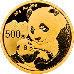 2019版熊猫金银纪念币30克圆形金质纪念币背面图案