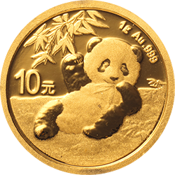 2020版熊猫金银纪念币1克圆形金质纪念币背面图案