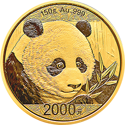 2018版熊猫金银纪念币150克圆形金质纪念币背面图案