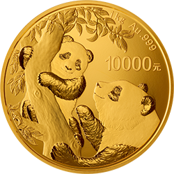 2021版熊猫金银纪念币1公斤圆形金质纪念币背面图案