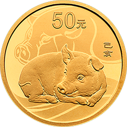 2019中国己亥（猪）年金银纪念币3克圆形金质纪念币背面图案