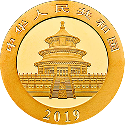 2019版熊猫金银纪念币30克圆形金质纪念币正面图案