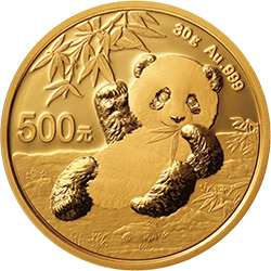 2020版熊猫金银纪念币30克圆形金质纪念币背面图案