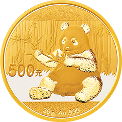 2017版熊猫金银纪念币30克圆形金质纪念币背面图案