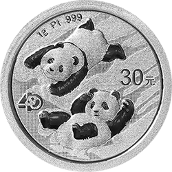 2022版熊猫贵金属纪念币1克圆形铂质纪念币背面图案
