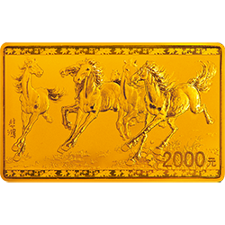 中国近代国画大师（徐悲鸿）金银纪念币155.52克（5盎司）长方形金质纪念币背面图案