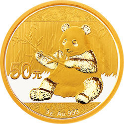 2017版熊猫金银纪念币3克圆形金质纪念币背面图案