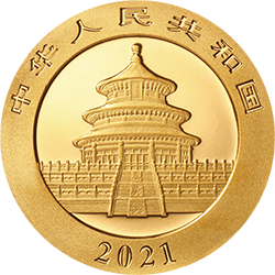 2021版熊猫金银纪念币3克圆形金质纪念币正面图案