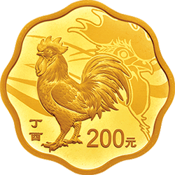2017中国丁酉（鸡）年金银纪念币15克梅花形金质纪念币背面图案