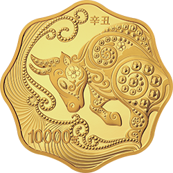 2021中国辛丑（牛）年金银纪念币1公斤梅花形金质纪念币背面图案