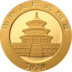 2020版熊猫金银纪念币3克圆形金质纪念币正面图案