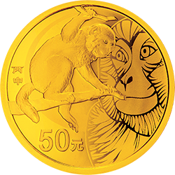 2016中国丙申（猴）年金银纪念币3.110克（1/10盎司）圆形金质纪念币背面图案