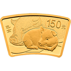 2019中国己亥（猪）年金银纪念币10克扇形金质纪念币背面图案
