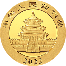 2022版熊猫贵金属纪念币15克圆形金质纪念币正面图案