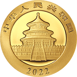 2022版熊猫贵金属纪念币3克圆形金质纪念币正面图案