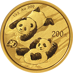 2022版熊猫贵金属纪念币15克圆形金质纪念币背面图案