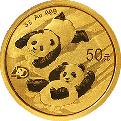 2022版熊猫贵金属纪念币3克圆形金质纪念币背面图案
